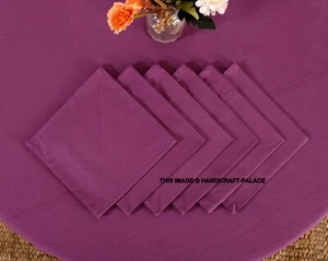 20" Inch Kitchen Table Napkins Indian Solid Purple Cotton Napkins Set Of 48 PC - Picture 1 of 6