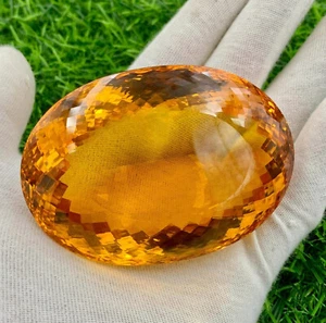 1300 Ct Sparkling Yellow Citrine Color Artificial Top Quality Oval Shape - Picture 1 of 9