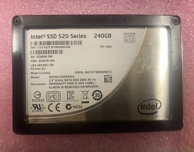 Intel SSD 520 Series 240GB SSDSC2W240A3 2.5" 6Gb/s SATA Solid State Drive - Image 1 of 2