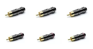 6 pack High Quality RCA Plug Solder Gold Audio Video Adapter Connector - Picture 1 of 3