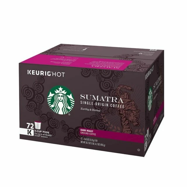 Starbucks Sumatra Coffee Pods, Dark Roast - 72 Count