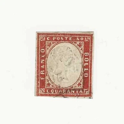 1861-2 Italian State Sardina used 40c stamp #13a King Victor Emmanuel 11 CV $65. - Image 1 of 2
