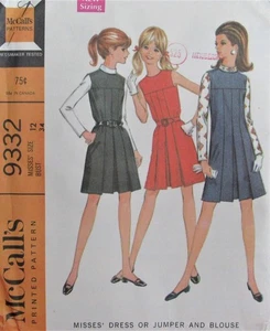 Vintage 60s McCalls 9332 Womens 12 Pleated Dress or Jumper & Blouse Pattern UNCT - Picture 1 of 2