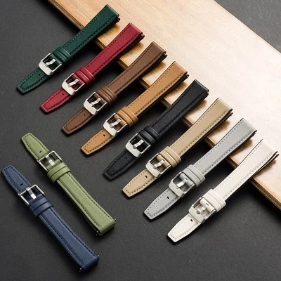 Quick Release 10mm 12mm 14mm 16mm Silicone Leather Bracelet Watch Band Strap - Image 1 of 4