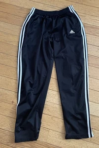 Adidas Pants Black Tear Away Warm Up Pants 3 Stripe Size Large - Picture 1 of 6