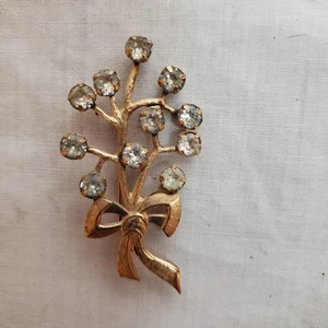 Broche prendedor vintage MCM estrás floral buen tiempo moño - Imagen 1 de 7