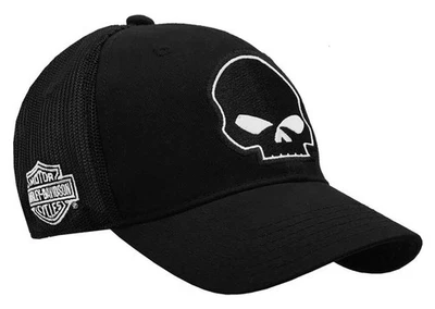 Harley-Davidson Men's Willie G Skull Logo Curved Brim Mesh Trucker Cap - Black - Image 1 of 2