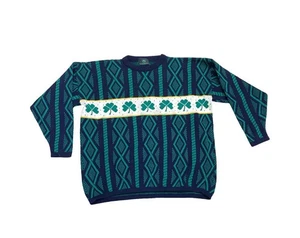Emerald Isle Mens Shamrock Sweater Made in Ireland, Size Large - Picture 1 of 3