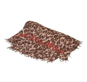 Louis Vuitton Leopard Print Silk Cashmere Stole Pink Used Accessories - Picture 1 of 7