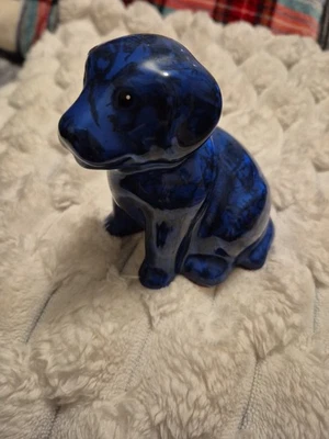 Park Rose Pottery - Blue  Dog Figurine 4 X 4 Inch - Image 1 of 3