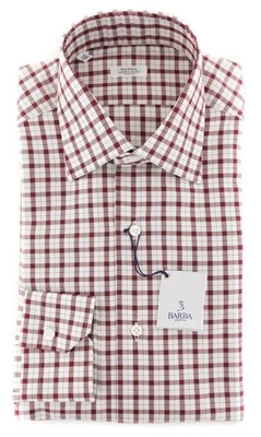 Camicia In Cotone Bianca A Quadri Barba Napoli - Slim - 15.5/39 - (823) - Immagine 1 di 4