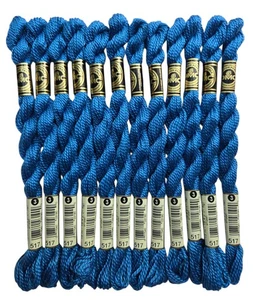 DMC Cotton Perle #3 Lot of 12 Dark Wedgewood Nautical Blue 517 Embroidery Floss - Picture 1 of 2