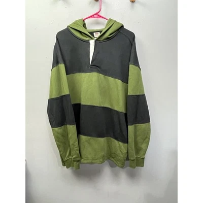 Levi Strauss Sweatshirt Men's XL Colorblock Relaxed Hooded Green Fleece - Image 1 of 4
