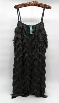 Vestido Pankaj & Nidhi Anthropologie para mujer 1X negro flecos aleta cóctel nuevo con etiquetas Foto 1 de 4