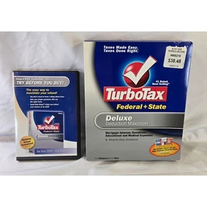 Turbotax 2006 & 2007 Deluxe Deduction Maximizer Federal + State CD-ROM Cases - Picture 1 of 13