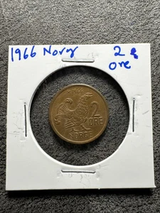 1966 NORVEGIA NORVEGIA NORGE - 2 ORE OLAV V KM# 410 non magnetico. - Foto 1 di 4