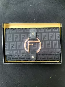 Cartera Fendi vintage negra oro rosa nunca usada - Imagen 1 de 6