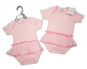 Rüschen ausgefallen Baby Mädchen Body Tutu Body Weste mit Ballettschuhen/Blumen Neu mit Karton-6 M - Bild 1 von 4