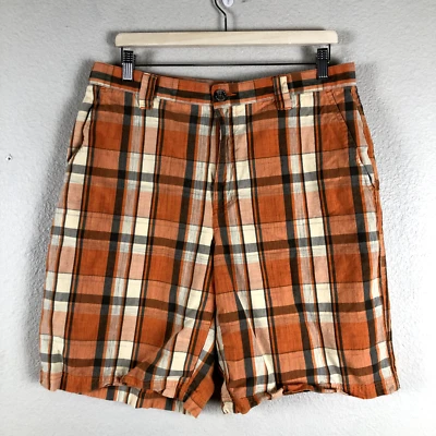 Pantalones Cortos Columbia Hombres 34x10 Naranja Tostado Cuadros Gorpcore Normcore Exterior Terroso Foto 1 de 4
