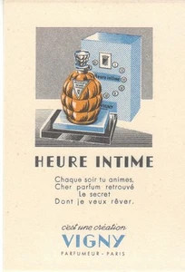 CARTE PARFUMEE HEURE INTIME VIGNY (JAUNE ) - PERFUME CARD ADVISING - Picture 1 of 1
