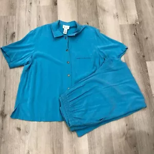 Vintage Parisian•Works Woman Size 2X Top 18W Pants Set Blue 2pc - Picture 1 of 15