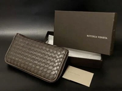 Bottega Veneta Wallet Zip Around Intrecciato Dark Brown With Box and Cards Italy - image 1 of 4