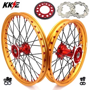 KKE 21/19 Cast Dirt Bike Wheels for Honda XR650R 2000-2008 Gold Rims Set - Picture 1 of 14