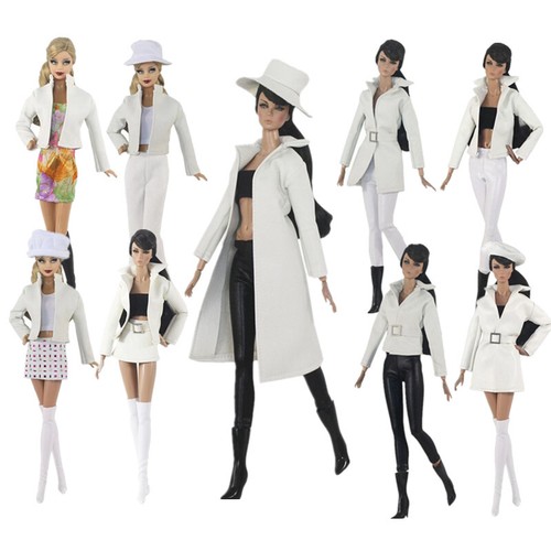 VETEMENTS "Set vestiti bambola stile pelle bianca 1 6 cappotto giacca pantaloni gonna stivali giocattolo 11 5"