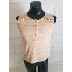 Woolrich Orange & White Striped Henley Sleeveless Top - Women’s Small - Bild 1 von 5