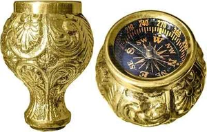 Walking Cane Accessories, Collapsible Brass Compass Handle for Walking Sticks - Imagen 1 de 6