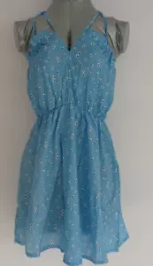 New! ZAFUL Forever Young - Floral Print Tie Mini Sundress - Light Blue - Size 6 - Picture 1 of 7