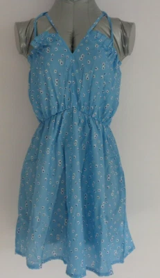 ¡Nuevo! ZAFUL Forever Young - Mini Vestido Solero Estampado Floral - Azul Claro - Talla 6 Foto 1 de 4