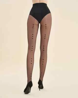 Gabriella Amore Heart Patterned Back seam Pantyhose Tights Hosiery 20 Denier - Image 1 of 4