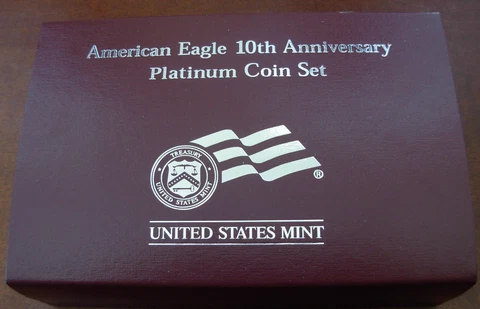 US 2007 American Eagle 10th Anniversary Platinum Proof Set with Box and Cert Cover