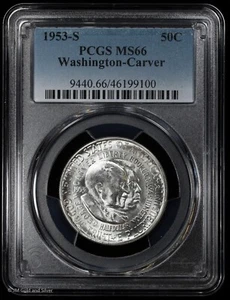 1953-S Washington-Carver Commem Half Dollar PCGS MS 66 | White UNC BU - Picture 1 of 4