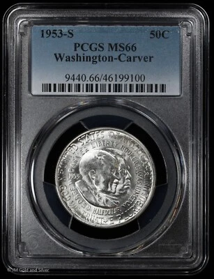 1953-S Washington-Carver Commem Half Dollar PCGS MS 66 | White UNC BU - Image 1 of 4