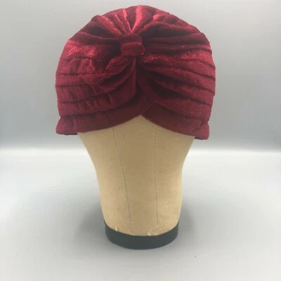 Chapéu feminino Jeanne Simmons acessórios turbante de veludo com nervuras borgonha - Imagem 1 de 4