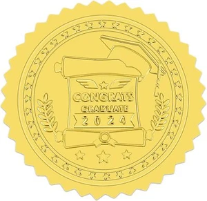 36Pcs Gold Embossed Graduation Stickers 1.5" Graduation Envelope Seal Stickers C - Picture 1 of 7