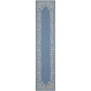 SAFAVIEH Outdoor CY3305-3103 Courtyard Blue / Natural Rug - Picture 1 of 19