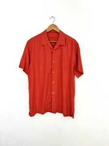 Camisa 100 % seda Tommy Bahama para hombre, rosa salmón, M, crucero de vacaciones - Imagen 1 de 4