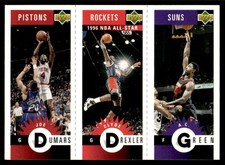 1996-97 Collector's Choice Mini-Cards Panels Joe Dumars/Clyde Drexler/A.C. Green