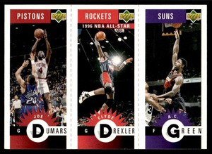 1996-97 Collector's Choice Mini-Cards Panels Joe Dumars/Clyde Drexler/A.C. Green