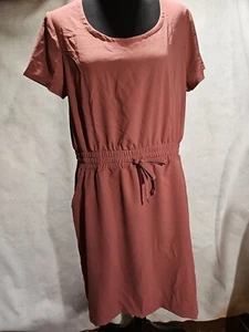 Womens 32 Degrees Cool Twill Drawstring Dress With Pockets Pink/ Mauve Size M - Picture 1 of 7