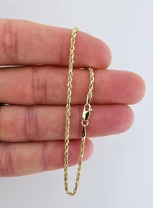 14k Real solid Yellow Gold Rope Chain Bracelet - Picture 1 of 4