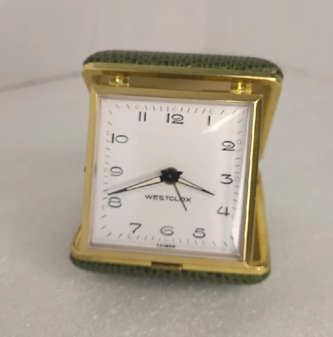 Vintage Westclox Travel Alarm Clock  Luminous Foldable Case Works Cover