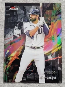 2024 Topps Finest Common Base Black Refractor Riley Greene Detroit Tigers 05/20 - Picture 1 of 10