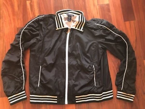 BOSTON PROPER ~ Zip Front Varsity Style Jacket Black & White LARGE sport - Picture 1 of 5
