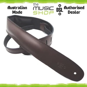 Aust Made DSL 2.5" GEG Padded Leather Guitar Strap, Brown/Black - GEG25-17-1 - Picture 1 of 2