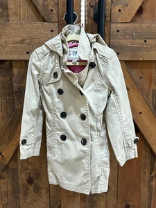 GAP girls lined button up trench coat with hood tan double breasted size XS - Picture 1 of 4