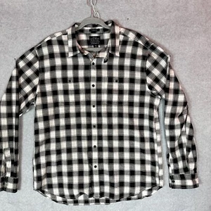 Lucky Brand Black Label Men’s XL Black Plaid Check Long Sleeve Button Up - Picture 1 of 10